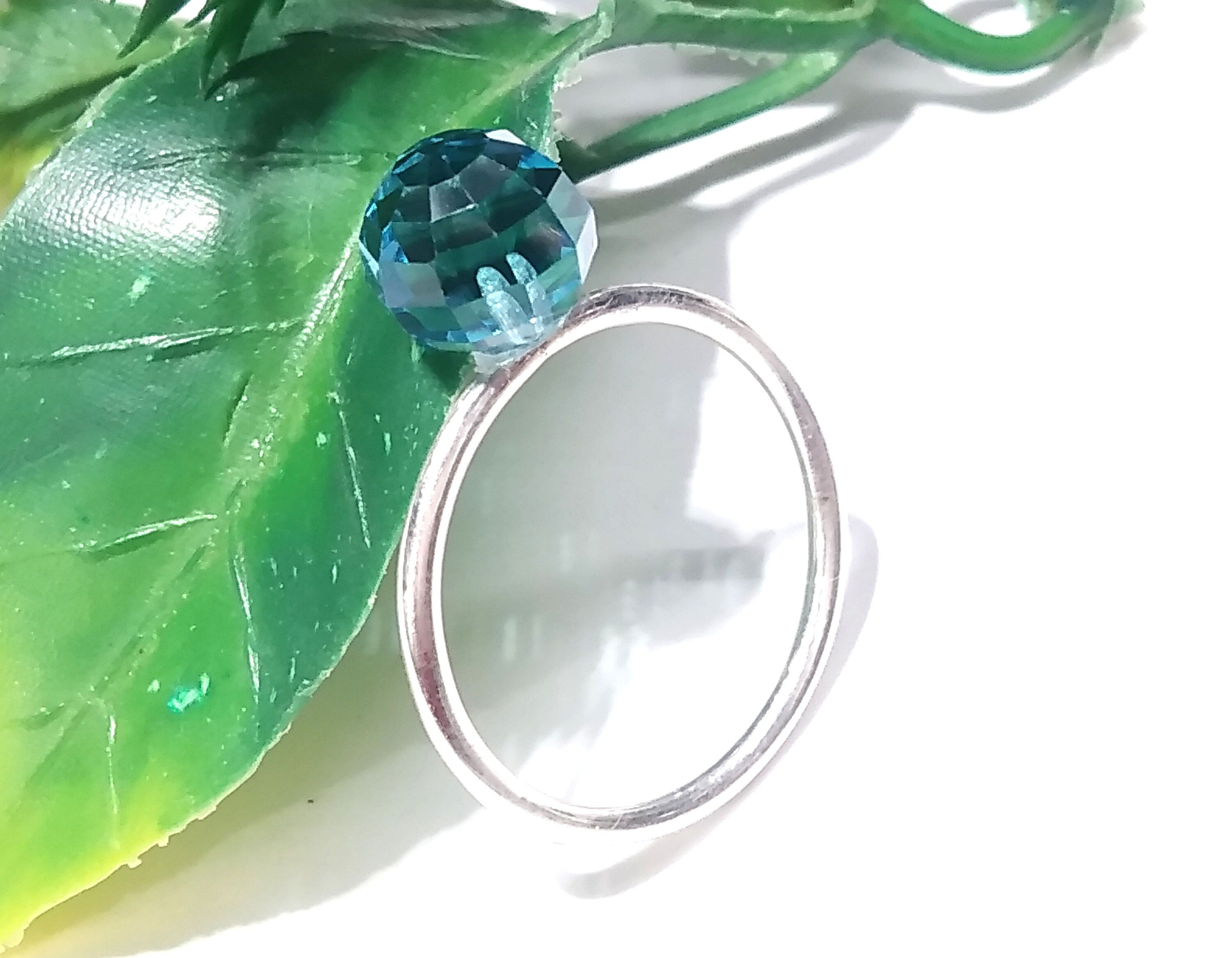 Natural Blue Topaz Faceted Ring, Gemstone Drop Shape Ring, 925 Solid Sterling Silver Jewelry, Handmade Ring, For Girls & Women Rings